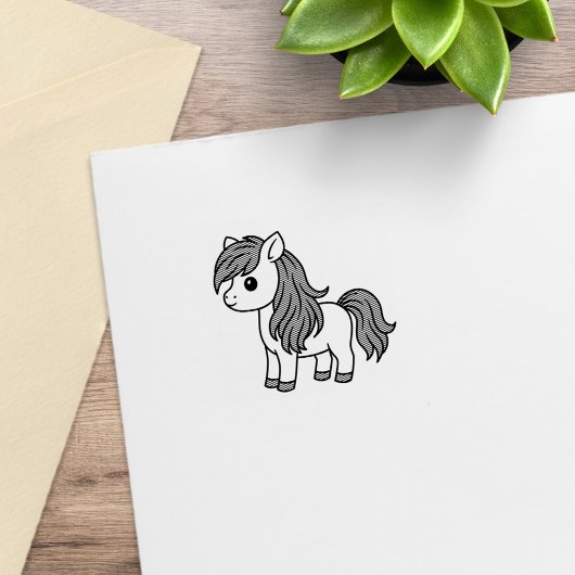 Cute Cartoon Horse Pony 1x1 Gummistempel
