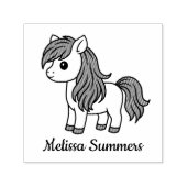 Cute Cartoon Horse Pony Custom Name Permastempel (Design)