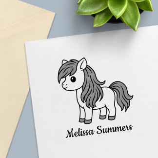Cute Cartoon Horse Pony Custom Name Permastempel