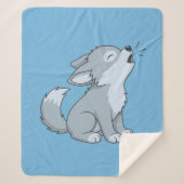 Cute Cartoon Howling Wolf Pup Blue Sherpadecke (Vorderseite)