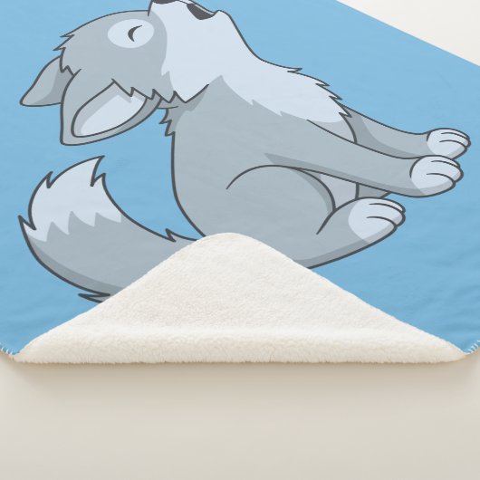 Cute Cartoon Howling Wolf Pup Blue Sherpadecke (3/4)