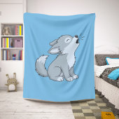 Cute Cartoon Howling Wolf Pup Blue Sherpadecke