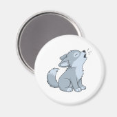 Cute Cartoon Howling Wolf Pup Magnet (Vorderseite/Rückseite)