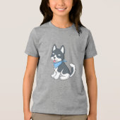 Cute Cartoon Husky Puppy Dog Tri-Blend Shirt (Vorderseite)