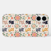 Cute Cartoon Jungle Cats and Flowers Case-Mate iPhone Hülle (Rückseite (Horizontal))