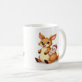 Cute Cartoon Kangaroo with Baby and Milk Bottle - Kaffeetasse (VorderseiteRechts)
