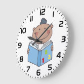 Cute Cartoon Kid Reading a Numbers Book Große Wanduhr (Winkel)