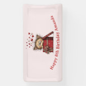 Cute Cartoon Kitten in a Box with Hearts Birthday Banner (Vertikal)