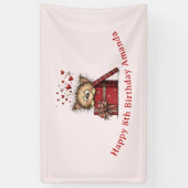 Cute Cartoon Kitten in a Box with Hearts Birthday Banner (Vertikal)