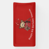 Cute Cartoon Kitten in a Box with Hearts Birthday Banner (Vertikal)