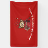 Cute Cartoon Kitten in a Box with Hearts Birthday Banner (Vertikal)