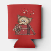 Cute Cartoon Kitten in a Box with Hearts Dosenkühler (Rückseite)