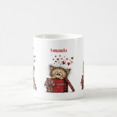 Cute Cartoon Kitten in a Box with Hearts Kaffeetasse (Mittel)