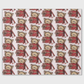 Cute Cartoon Kitten in a Box with Hearts Pattern Geschenkpapier (Flach)