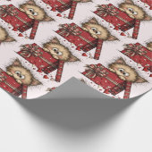 Cute Cartoon Kitten in a Box with Hearts Pattern Geschenkpapier (Ecke)