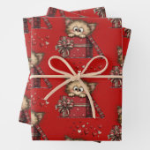 Cute Cartoon Kitten in a Box with Hearts Pattern Geschenkpapier Set (Beispiel)