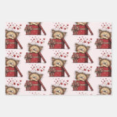 Cute Cartoon Kitten in a Box with Hearts Pattern Geschenkpapier Set (Vorderseite 2)