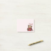 Cute Cartoon Kitten in a Box with Hearts Post-it Klebezettel (Auf Schreibtisch)