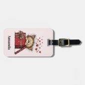 Cute Cartoon Kitten with Hearts Gepäckanhänger (Vorderseite horizontal)