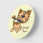 Cute Cartoon Kitty Runde Wanduhr (Winkel)