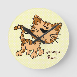 Cute Cartoon Kitty Runde Wanduhr