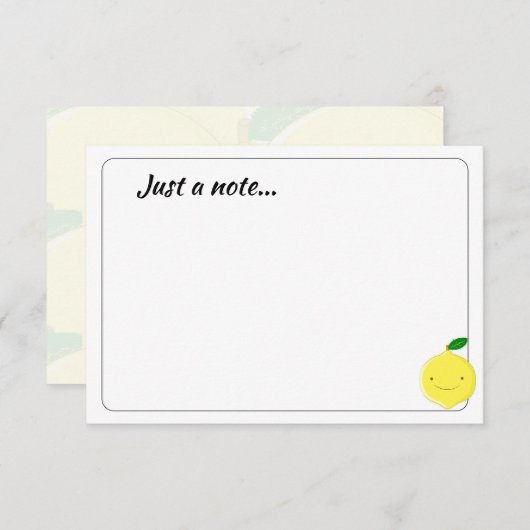 Cute Cartoon Lemon Custom Just a Note Mitteilungskarte (Vorne/Hinten)