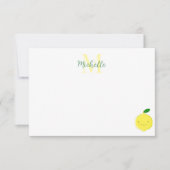 Cute Cartoon Lemon Custom Monogram Mitteilungskarte (Vorderseite)