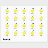 Cute Cartoon Lemon Custom Name Runder Aufkleber (Blatt)