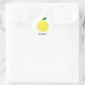 Cute Cartoon Lemon Custom Name Runder Aufkleber (Tasche)