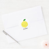 Cute Cartoon Lemon Custom Name Runder Aufkleber (Umschlag)