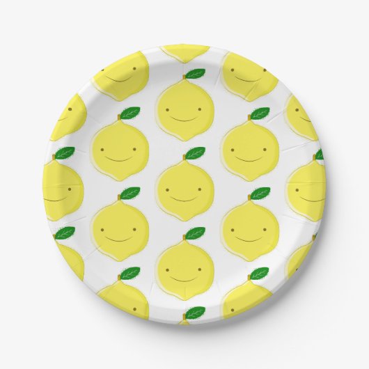 Cute Cartoon Lemon Pattern Pappteller (Vorderseite)