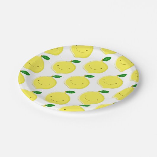 Cute Cartoon Lemon Pattern Pappteller (Schrägansicht)
