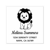Cute Cartoon Lion Address Permastempel (Design)