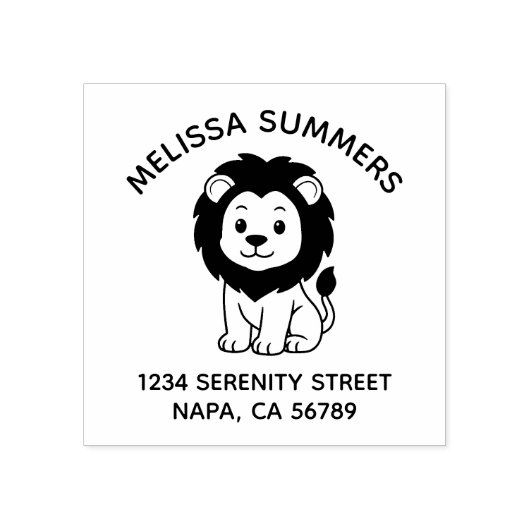Cute Cartoon Lion Arch Address Gummistempel (Prägung)