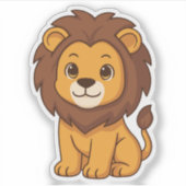Cute Cartoon Lion Aufkleber (Vorderseite)