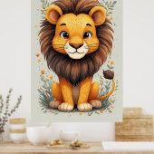 Cute cartoon lion baby room decor poster (Küche)