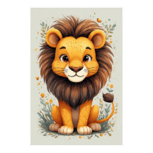 Cute cartoon lion baby room decor