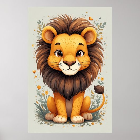 Cute cartoon lion baby room decor poster (Vorne)