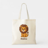 Cute Cartoon Lion Custom Name Tragetasche (Rückseite)