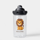 Cute Cartoon Lion Custom Name Trinkflasche (Rückseite)