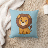 Cute Cartoon Lion on Blue Kissen (Decke)