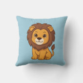 Cute Cartoon Lion on Blue Kissen (Rückseite)