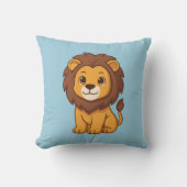 Cute Cartoon Lion on Blue Kissen (Vorderseite)