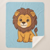 Cute Cartoon Lion on Blue Sherpadecke (Vorderseite)