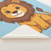 Cute Cartoon Lion on Blue Sherpadecke (3/4)