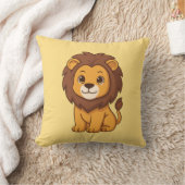 Cute Cartoon Lion on Yellow Kissen (Decke)