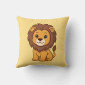 Cute Cartoon Lion on Yellow Kissen (Rückseite)