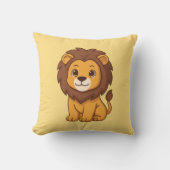 Cute Cartoon Lion on Yellow Kissen (Vorderseite)