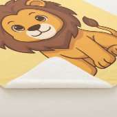 Cute Cartoon Lion on Yellow Sherpadecke (3/4)