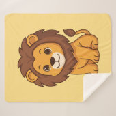 Cute Cartoon Lion on Yellow Sherpadecke (Vorderseite (Horizontal))